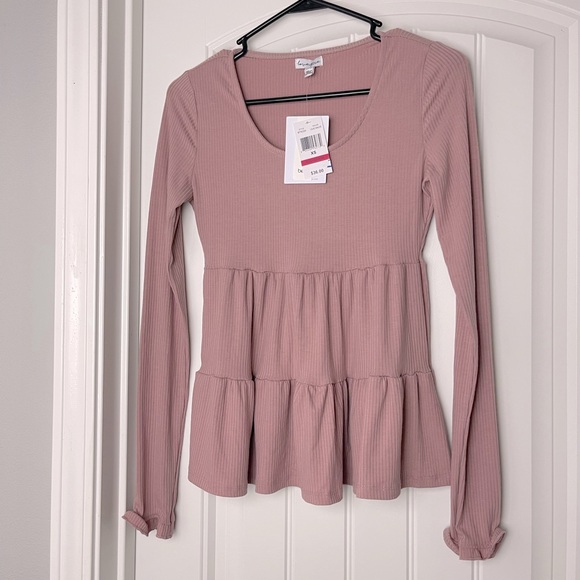 love,fire Tops - Love, Fire Lilac Mauve Tiered Blouse